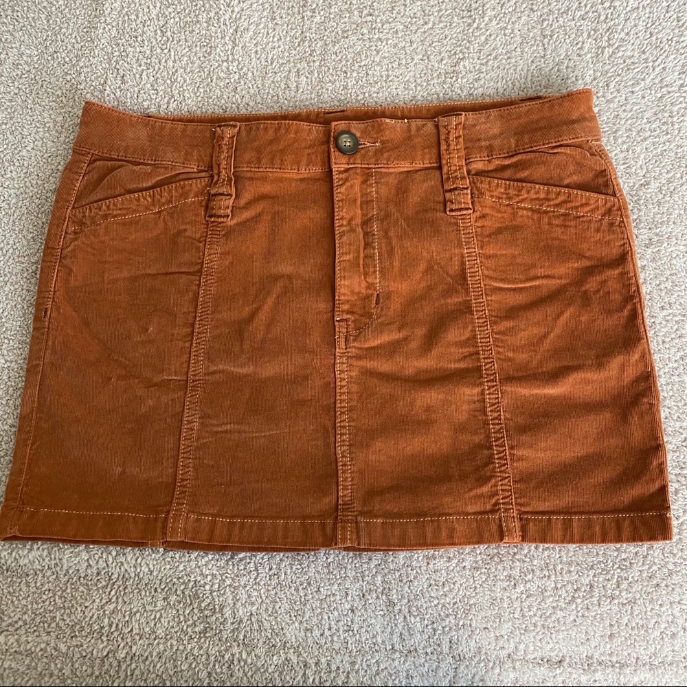 Free People Rust Orange Corduroy Mini Skirt